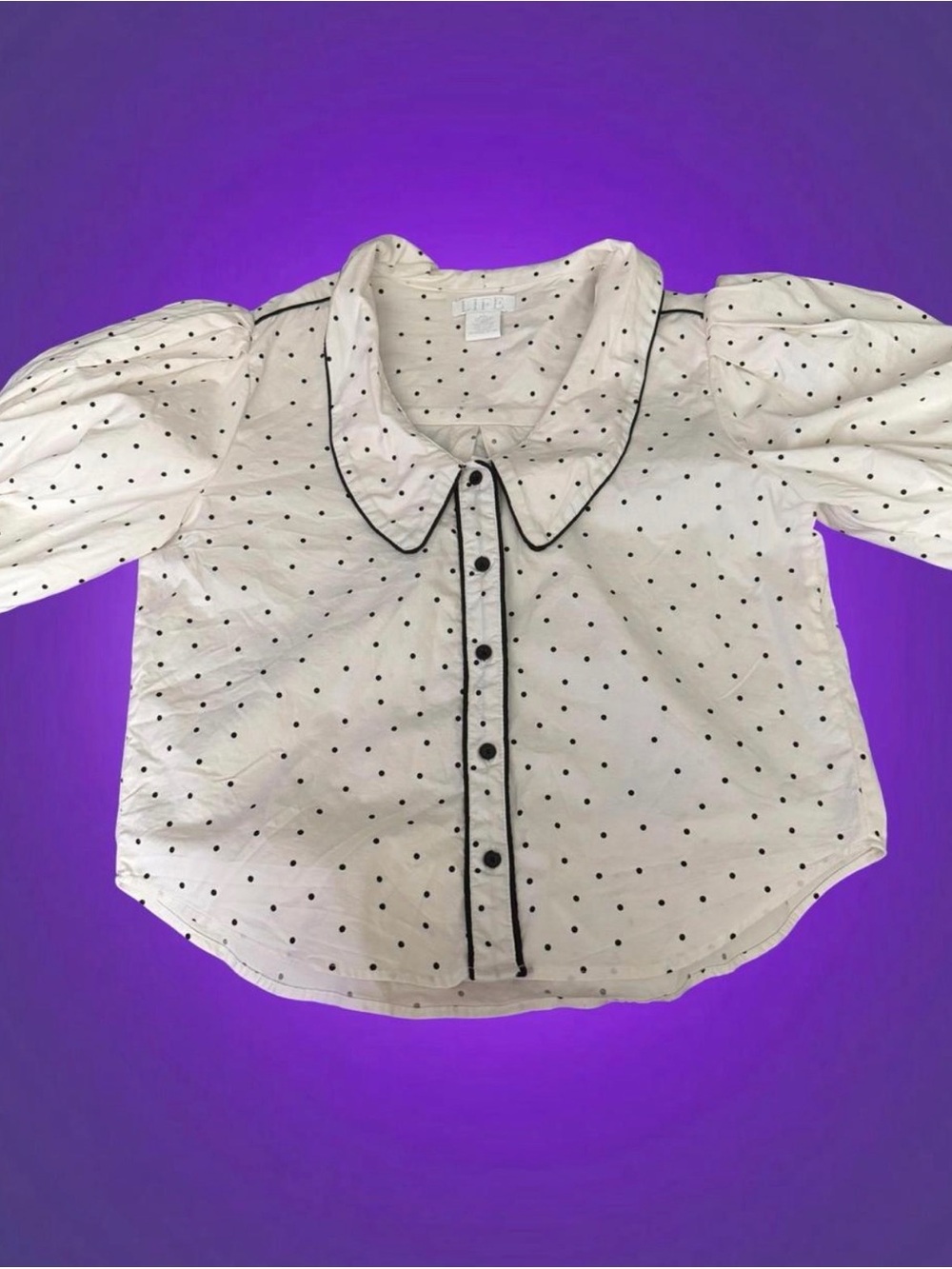 Lilly Pulitzer White Button-Down Polka Dot Puff-Sleeve Shirt